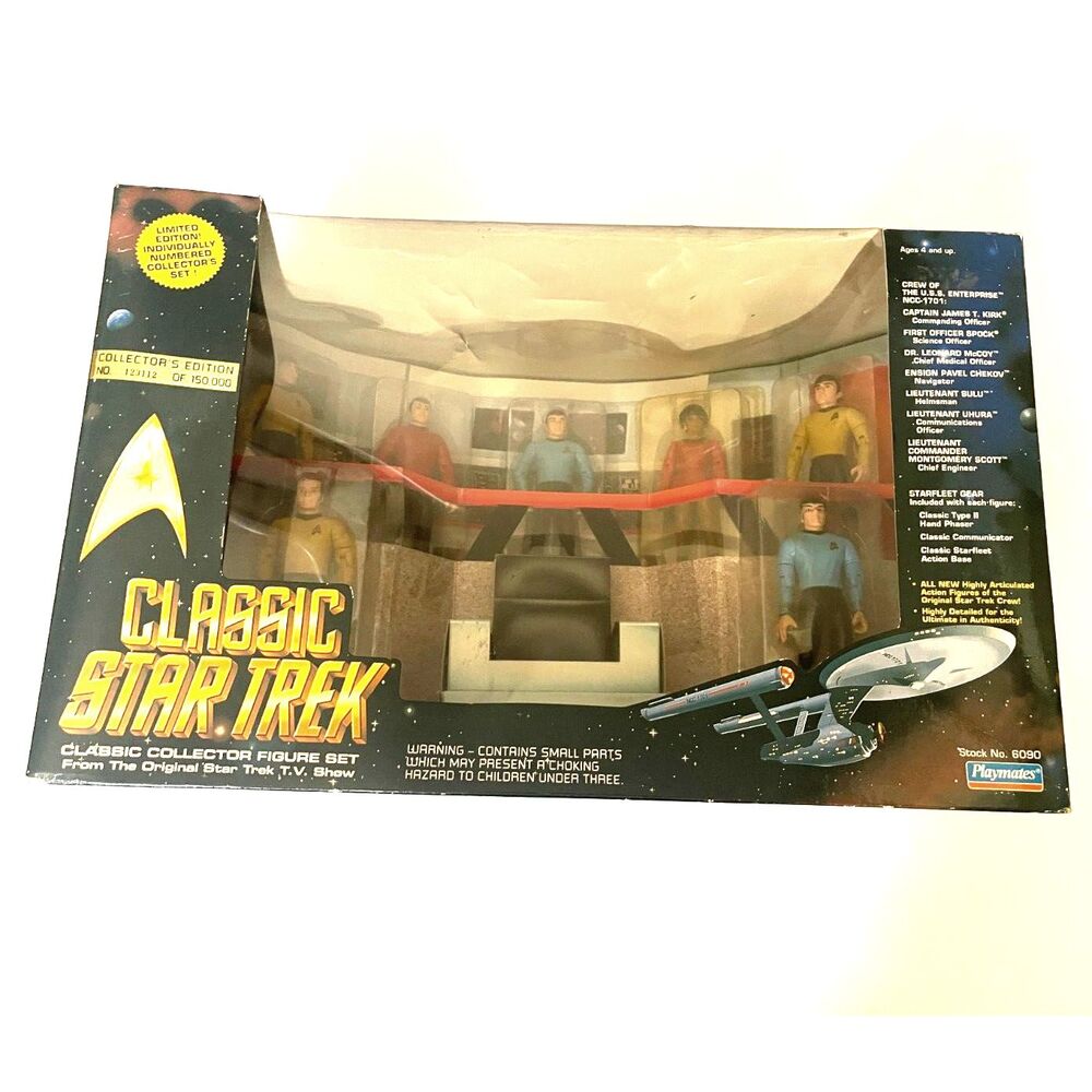 Vintage Classic Star Trek Bridge Crew Figure Set Playmates 6090 Limited Edition